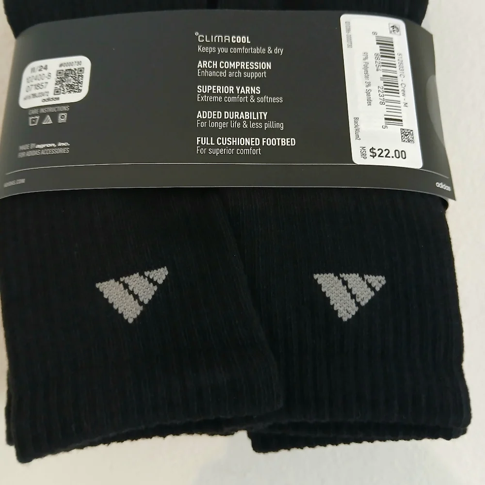 adidas Men's Black Athletic Crew Socks